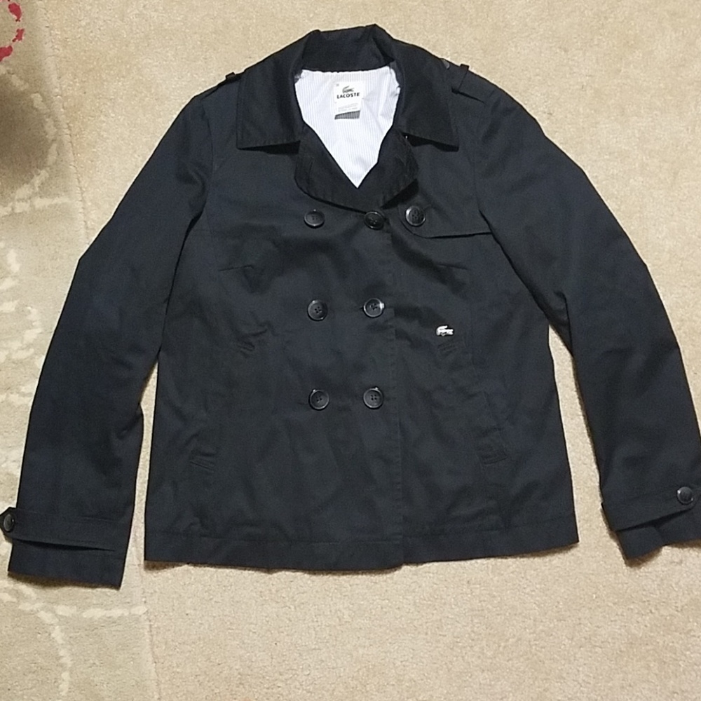 Lacoste Short Trench Coat Navy